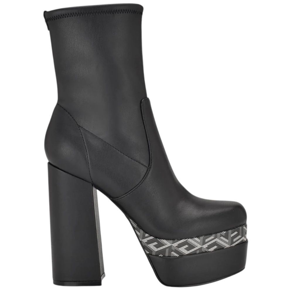 Guess Womens size 10 M Caballa Faux LeatherBlock Heels Mid-Calf Boots Black